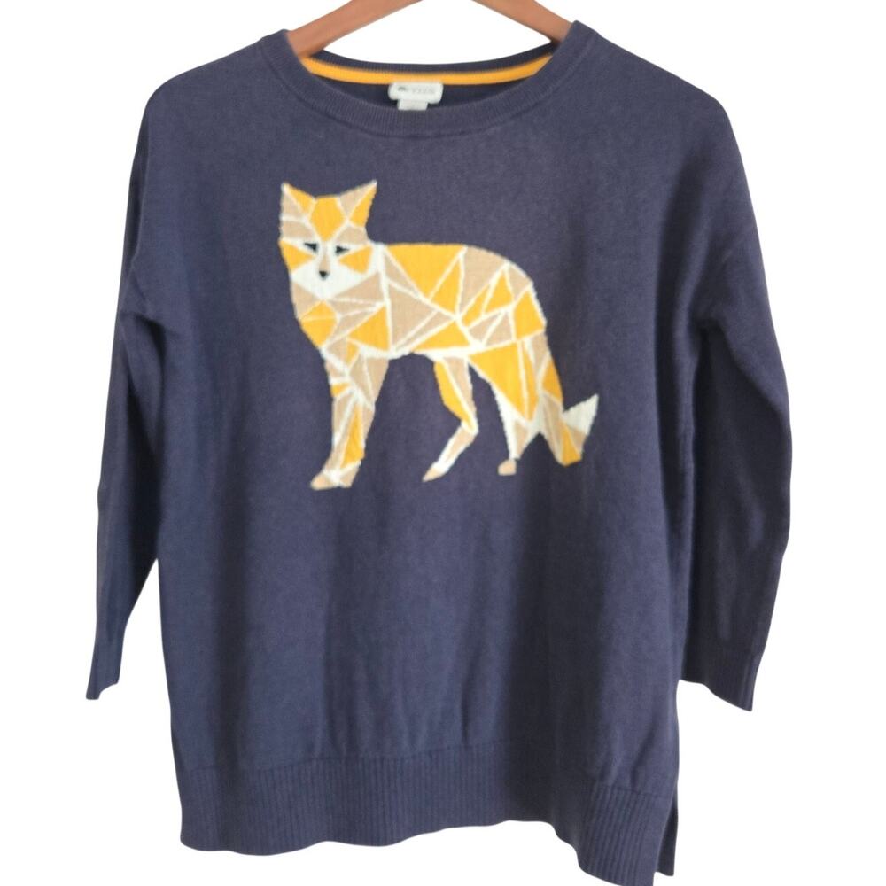 Vintage Style Geometric Whimsigoth Dark Academia Fox Knit Grandmacore Sweater S